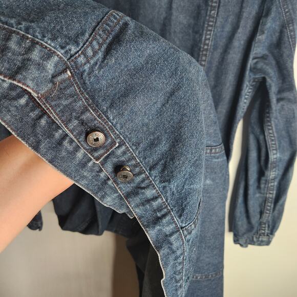 Vintage 90s Marithe + Francois Girbaud denim button front shirt dress Size M - Picture 7 of 9
